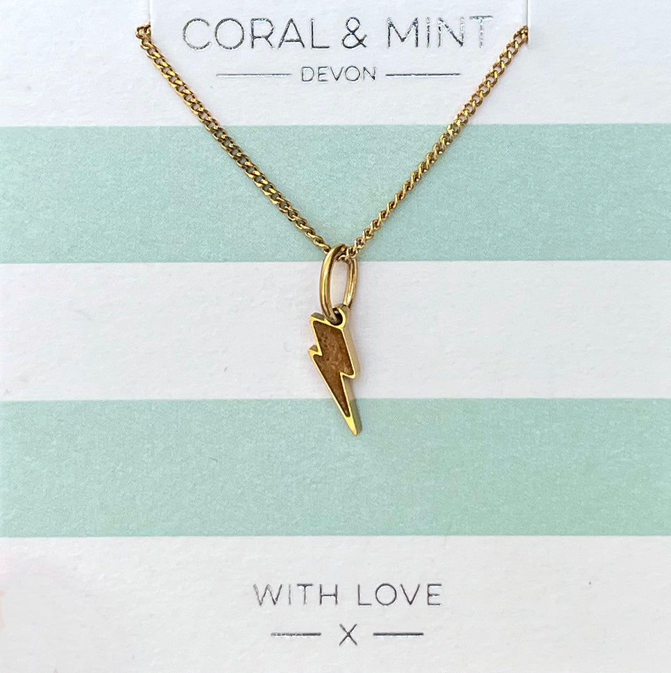 Gold lightning bolt charm necklace