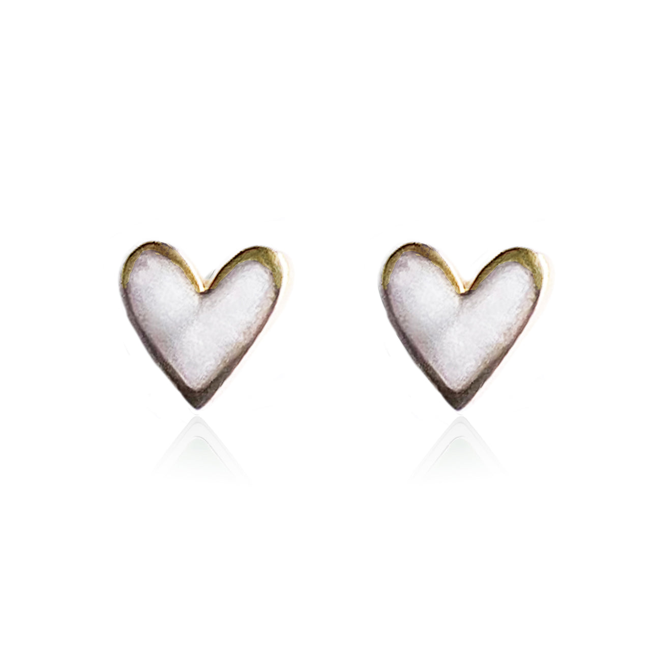 Pearlescent Heart Studs with gold plating