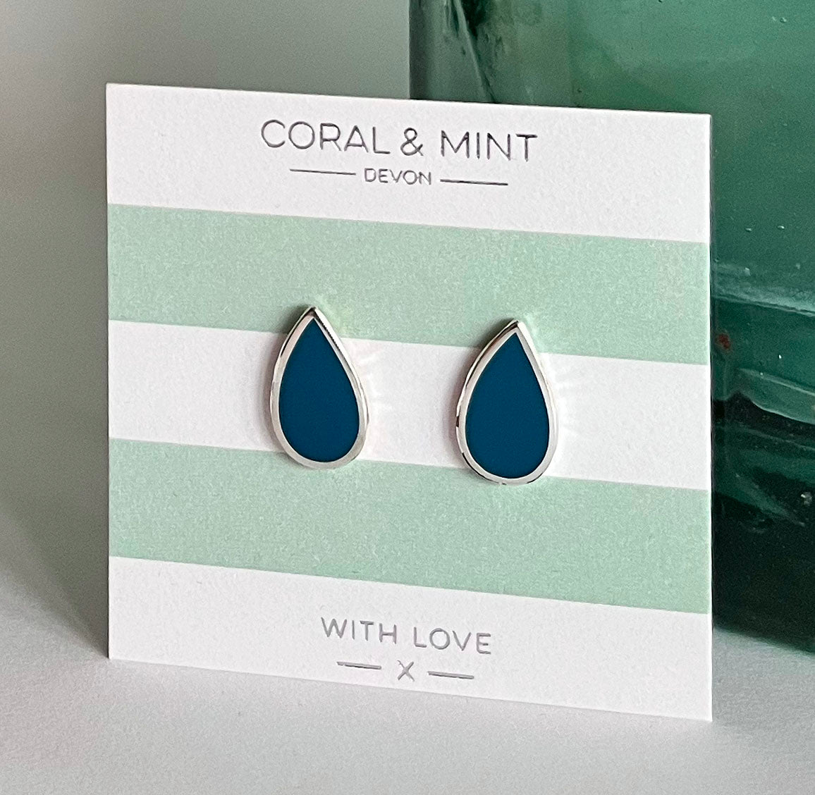 Petrol Blue Teardrop Earrings