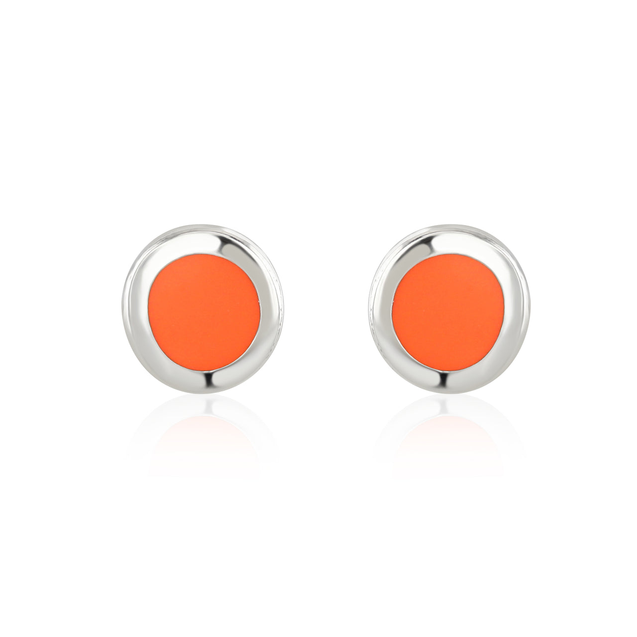 Neon coral enamel studs